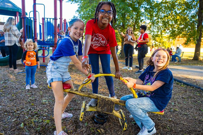 Students and families enjoy Romp n Stomp